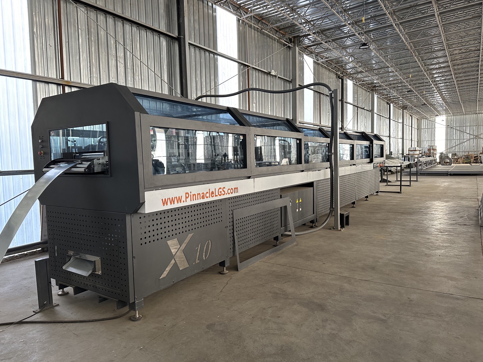 Light gauge steel profiles, studs, and panelized assemblies at the Cal Steel facility.