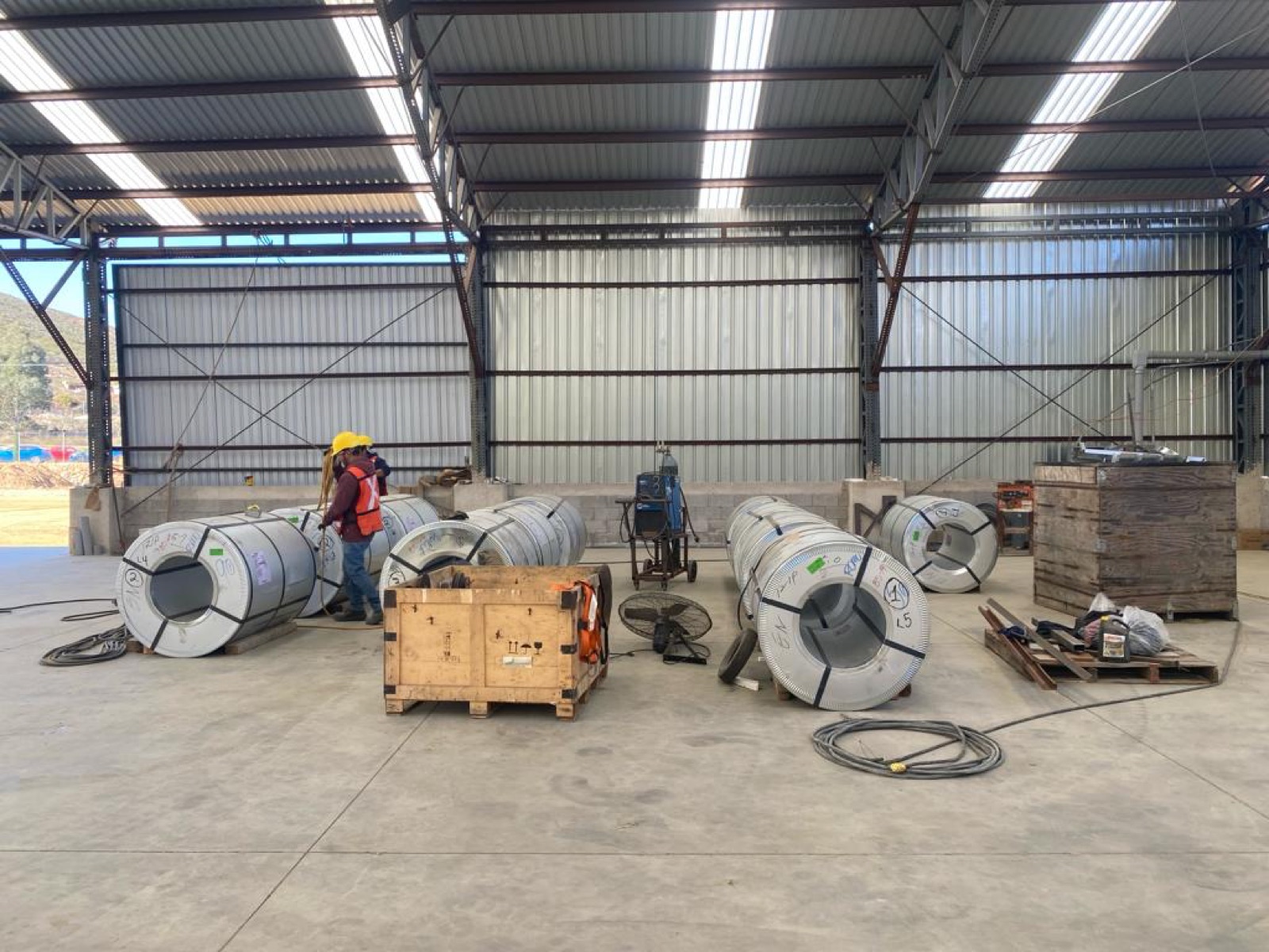 Roll-forming and fabrication equipment at the Cal Steel facility.