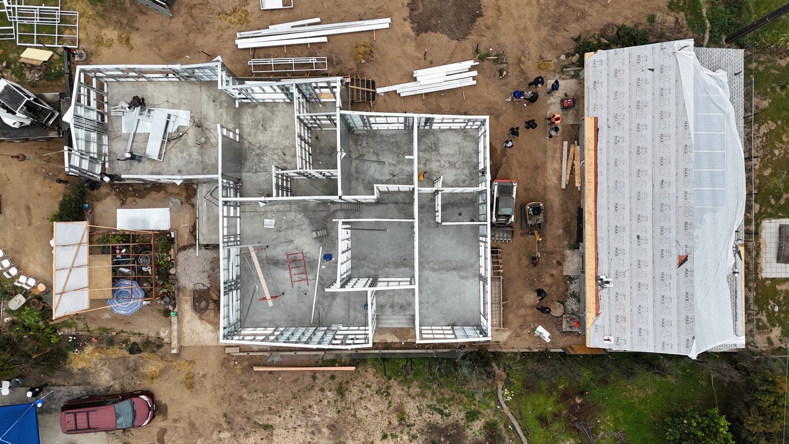 Aerial overhead view of the 480 W Palm light gauge steel floor plan